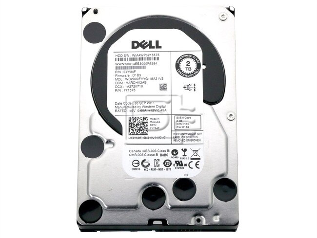 Western Digital WD2000FYYG YY34F 0YY34F SAS RE Hard Drive 2TB image 2