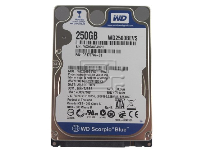 Western Digital WD2500BEVS 2.5" SATA Hard Drive image 1