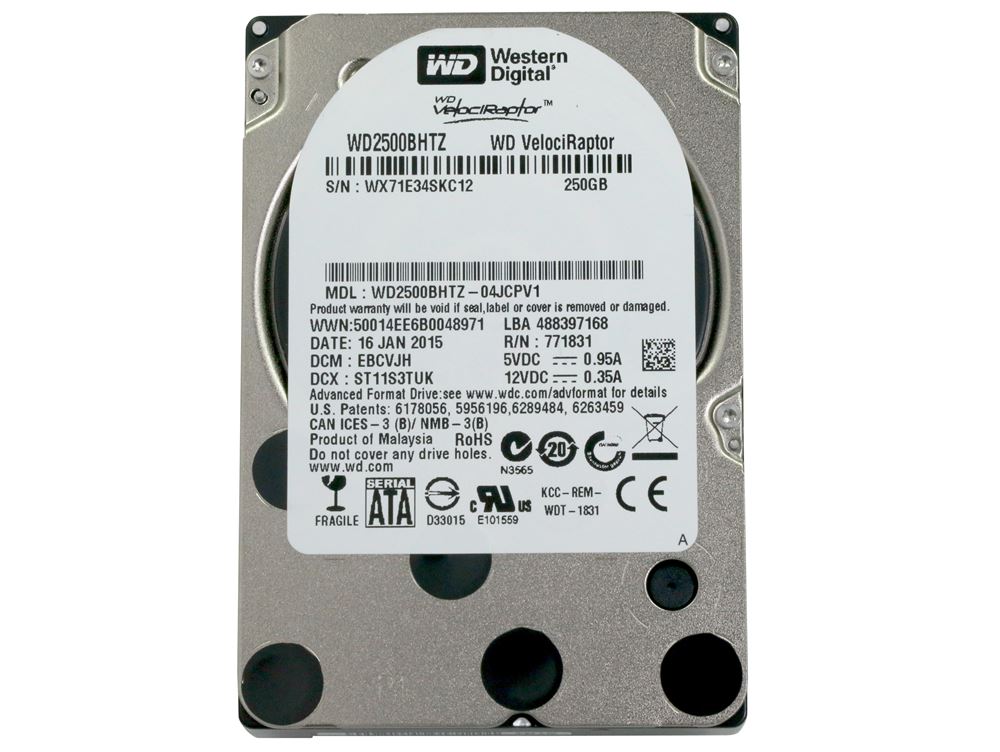 Western Digital VelociRaptor 250GB 10K 6Gb/s SFF SATA Hard Drive WD2500BHTZ