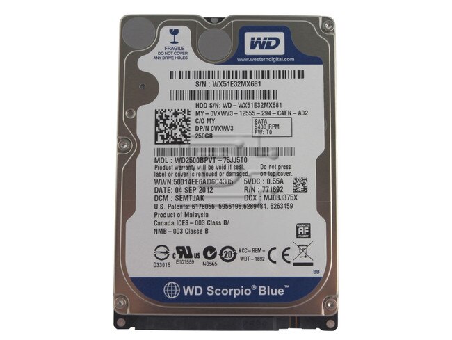 Western Digital WD2500BPVT VXWV3 0VXWV3 2.5" SATA Hard Drive image 1