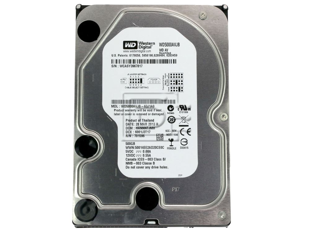 Western Digital WD5000AVJB 500GB 7.2K 8MB IDE ATA/100 Hard Drive