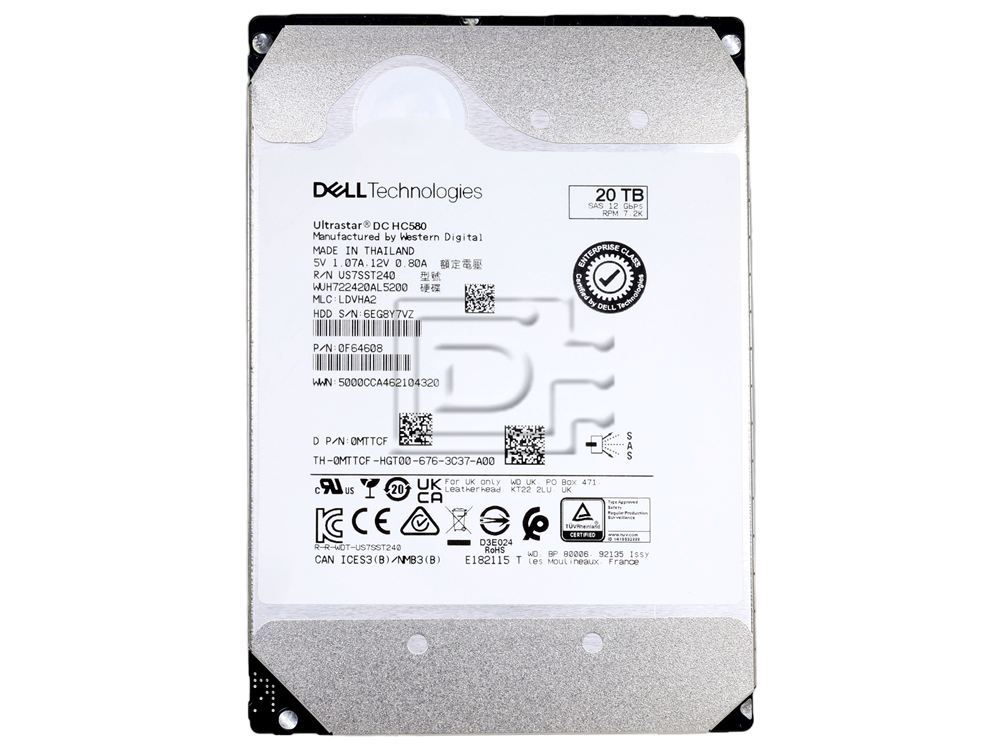Western Digital WUH722420AL5200 MTTCF 0MTTCF Dell 20TB SAS Hard Drive HDD Image 2 image