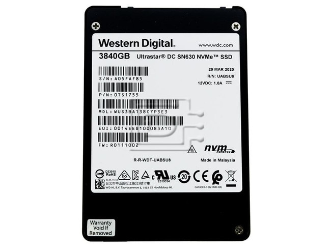 Western Digital WUS3BA138C7P3E3 0TS1755 0TS1619 PCIe NVMe Solid State Drive image 1
