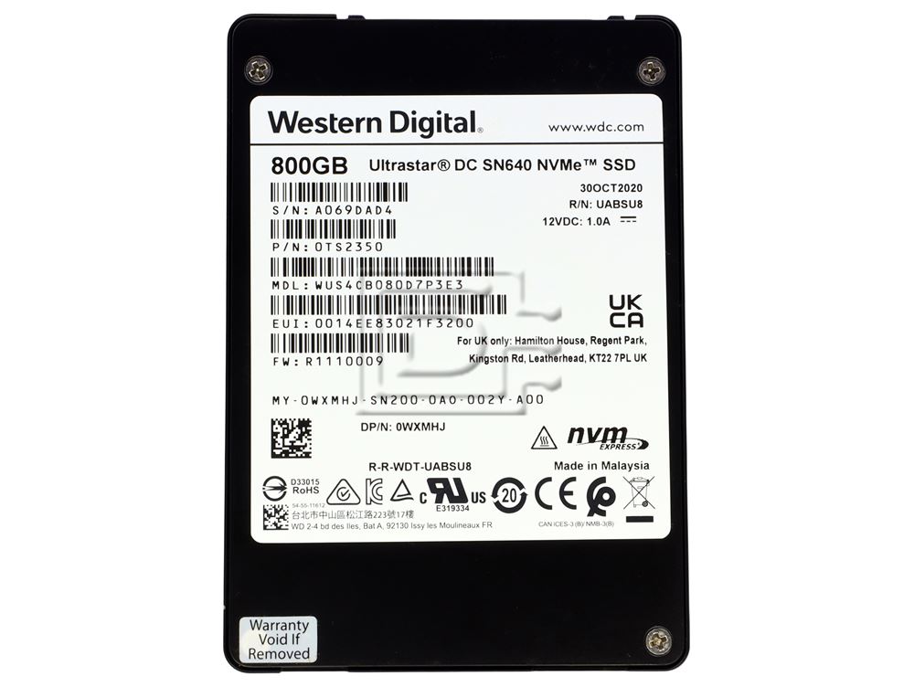 Western Digital WUS4CB080D7P3E3 0TS1952 0TS2350 WXMHJ 0WXMHJ PCIe NVMe Solid State Drive Image 2 image