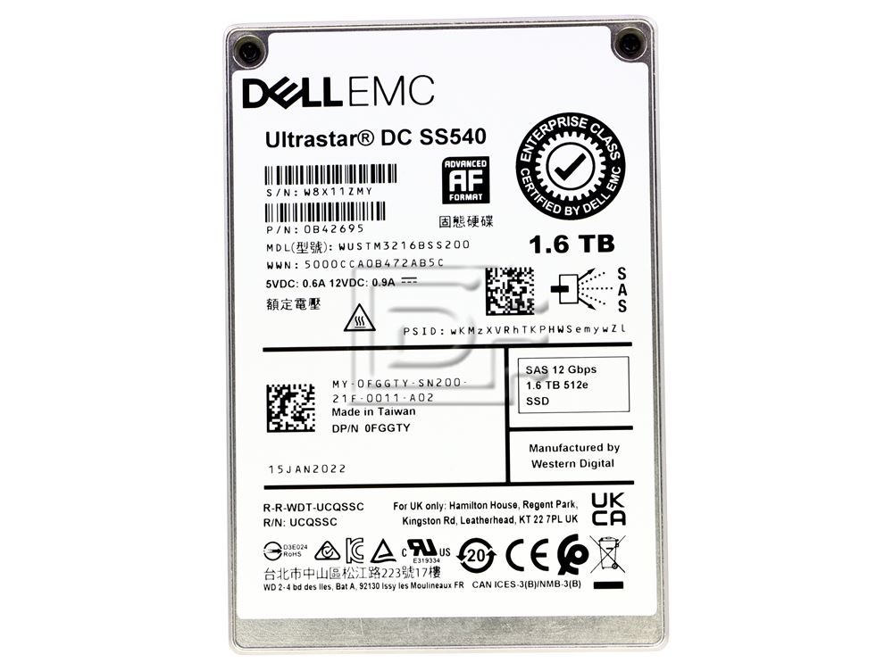 Western Digital WUSTM3216BSS200 FGGTY 0FGGTY 0B42695 Dell 1.6TB SAS SSD Image 2 image
