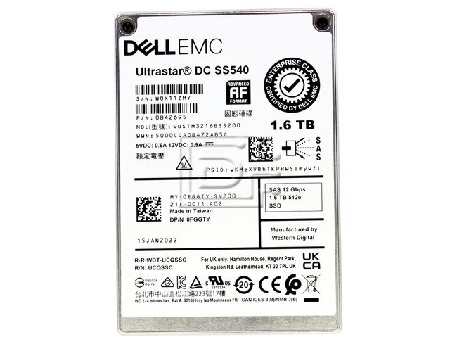 Western Digital WUSTM3216BSS200 FGGTY 0FGGTY 0B42695 Dell 1.6TB SAS SSD Image 2 image