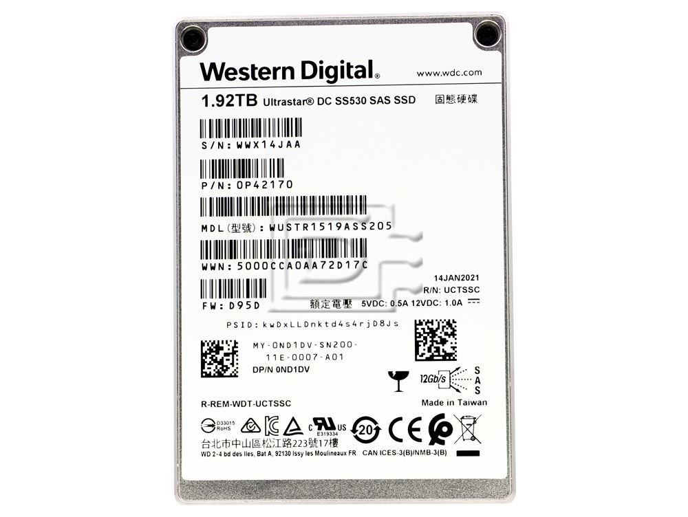 HGST WUSTR1519ASS205 ND1DV 0ND1DV 1.92TB SAS SED TCG FIPS SSD Image 2 image
