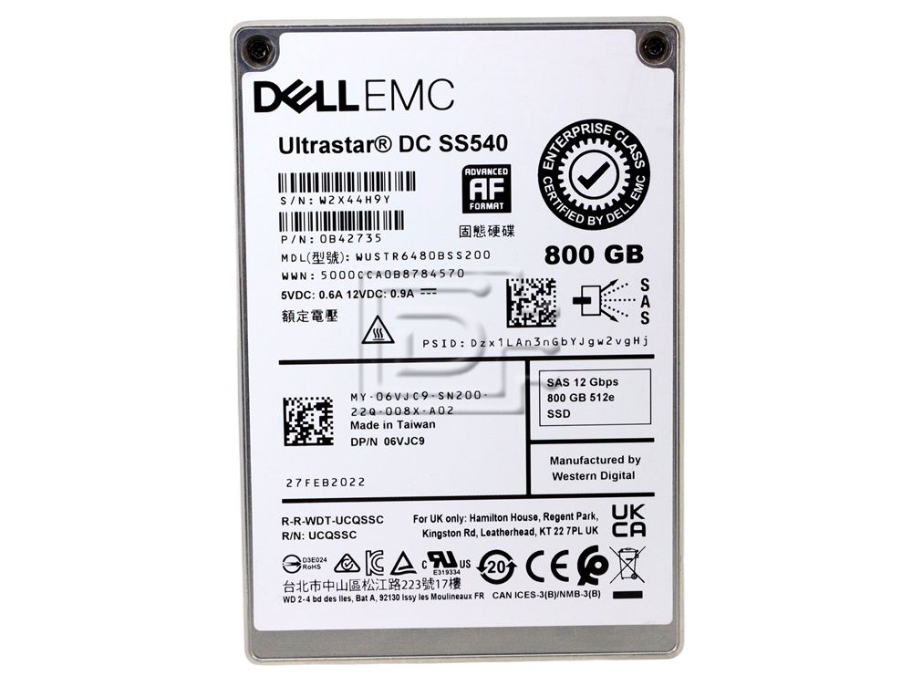 Western Digital WUSTR6480BSS200 06VJC9 6VJC9 SAS Solid State Drive Image 2 image