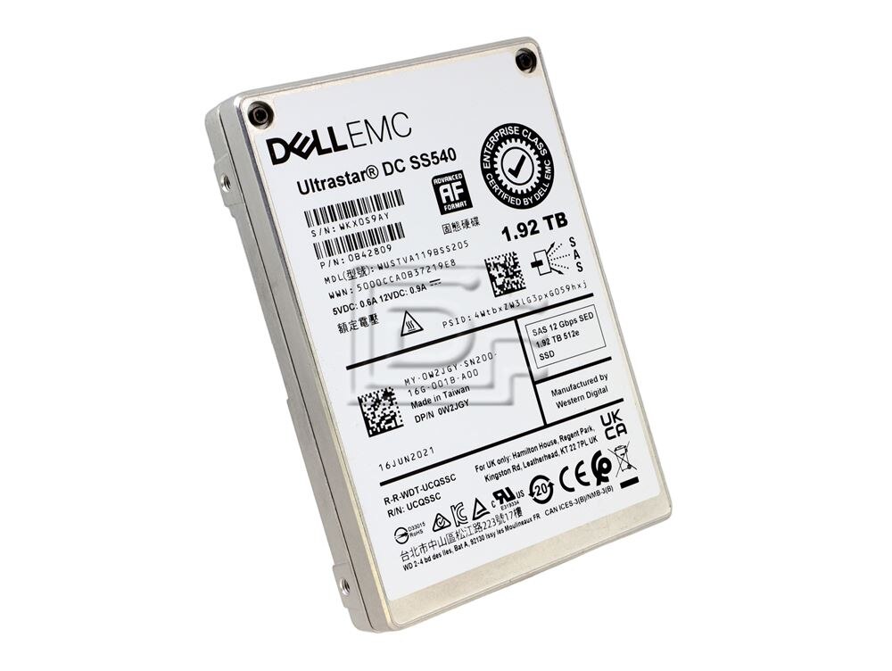 Dell WUSTVA119BSS205 W2JGY 0W2JGY 0B42809 Dell 1.92TB SED SAS eSSD EMC PowerVault MD14 MD1400 MD1420 Image 1 image