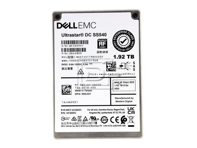 Dell WUSTVA119BSS205 W2JGY 0W2JGY 0B42809 Dell 1.92TB SED SAS eSSD EMC PowerVault MD14 MD1400 MD1420 Image 2 image