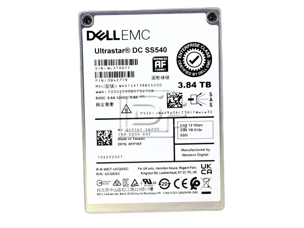 Dell XCRDV / Toshiba PX05SRB384Y 3.84TB 2.5