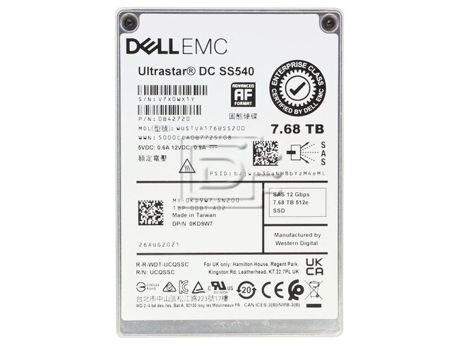 Western Digital WUSTVA176BSS200 KD9W7 0KD9W7 0B42720 SAS eSSD Image 1 image
