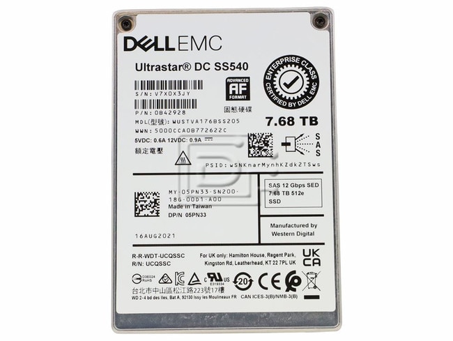 Western Digital WUSTVA176BSS205 0B42928 5PN33 05PN33 SAS Solid State Drive Image 1 image