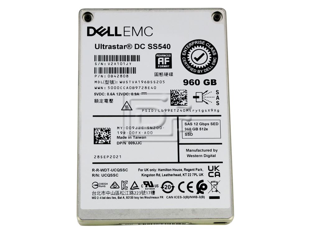 Western Digital WUSTVA196BSS205 0B42808 09JJC 009JJC SAS eSSD Image 1 image